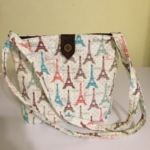 Quilted Paris France Eiffel Tower Handbag Purse